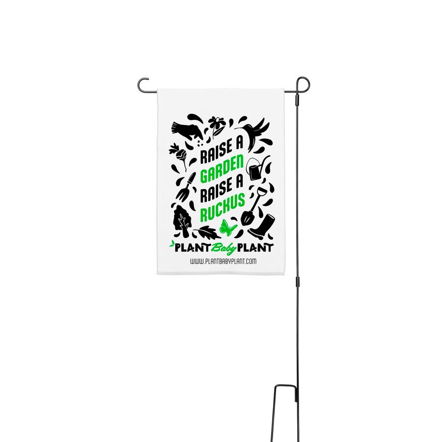 Classic Garden Flag - Two-Tone, a White 12" x 18" Yard Flag with Stake