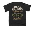 Prayer Shirt, a Black Youth Unisex Tee (back-view)
