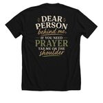 Prayer Shirt, a Solid Black Blend Premium Unisex Tee (back-view)