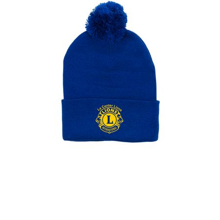 La Center Lions Beanies, a Royal Printed Pom-Pom Beanie