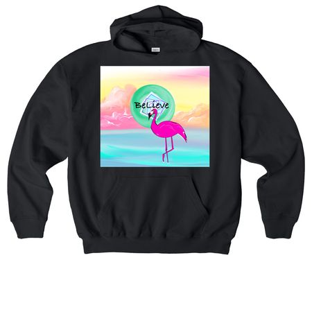 Flamingo Vibez, a Black Stanley/Stella Cooper Dry Pullover Hoodie