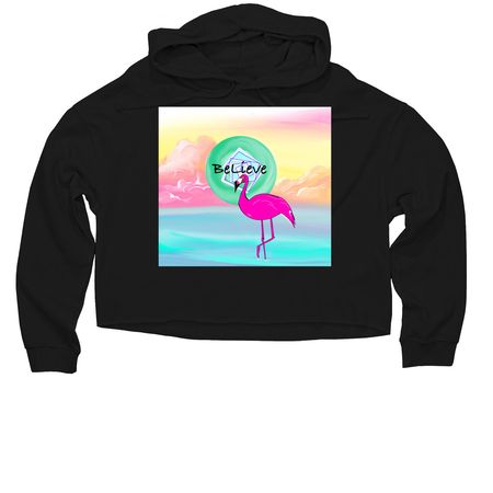 Flamingo Vibez, a Black Women?s Lightweight Cropped Hoodie