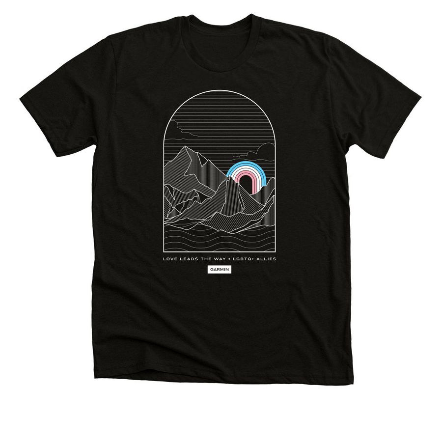 Garmin LGBTQ+Allies 2026 Trans Pride Shirt, a Black Heather Premium Unisex Tee