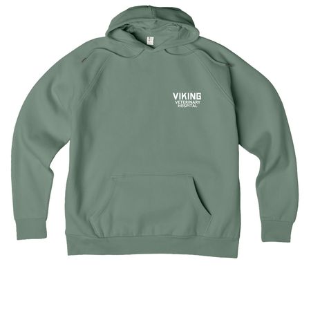 Rooted in Idaho, a Matcha Green Allmade Organic CVC Pullover Hoodie (back-view)