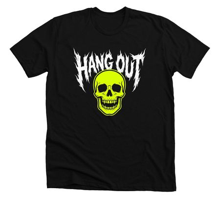 Neon Yellow Skull "Hang Out", a Solid Black Blend Premium Unisex Tee