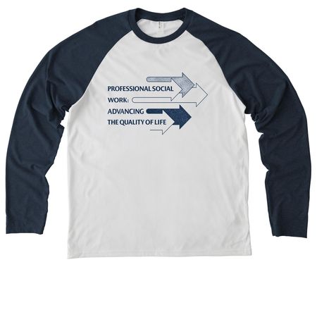 Professional Social Work, a Rebel Blue/ Bright White Allmade Eco Triblend Colorblock Raglan Long Sleeve Tee