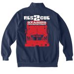 RESCUE 2 Retro, a True Navy Comfort Colors Quarter Zip Pullover (back-view)