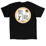 logo front and back, a Black Classic Unisex Tee (back-view)