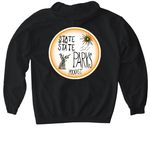logo front and back, a Black Gildan Softstyle Pullover Hoodie (back-view)