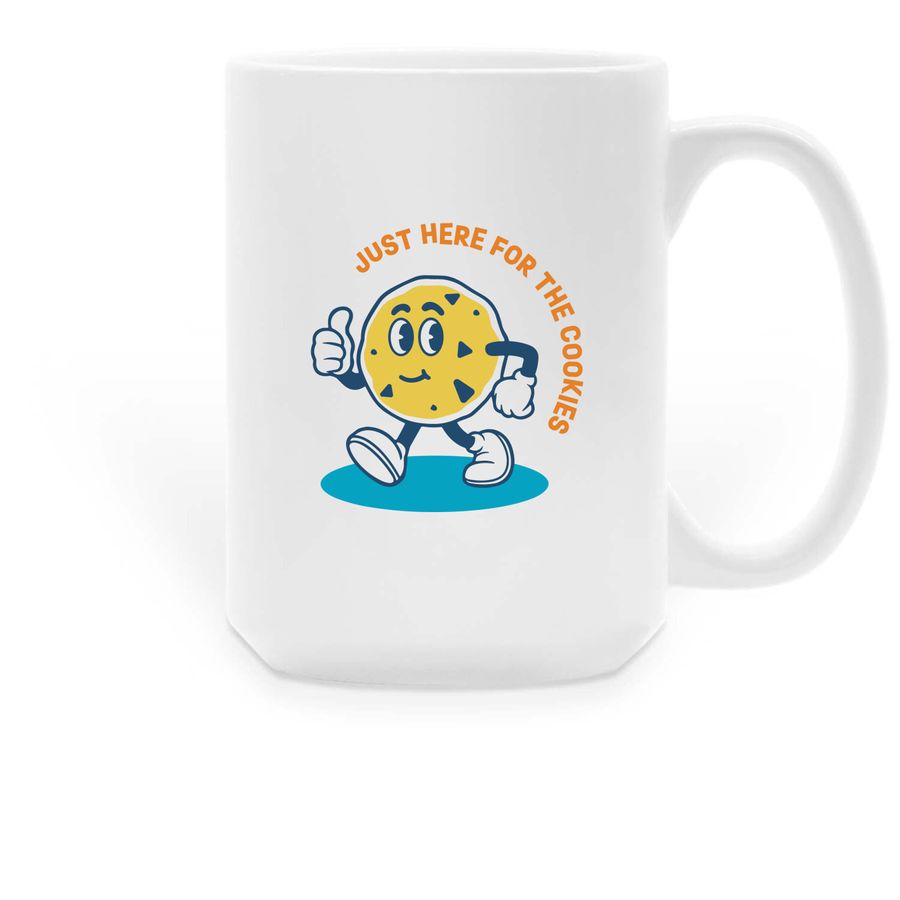 Here for the Cookies Mug, a White Large Coffee Mug