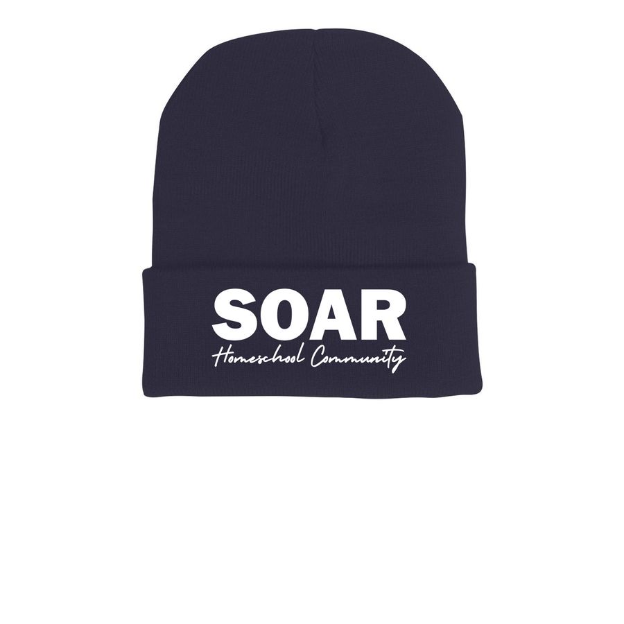 SOAR Beanie, a Navy Printed Cuffed Beanie