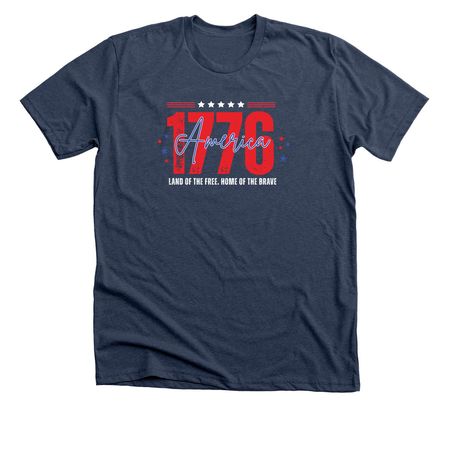 1776: For Patriotic Kenny Foundation, a Heather Navy Premium Unisex Tee