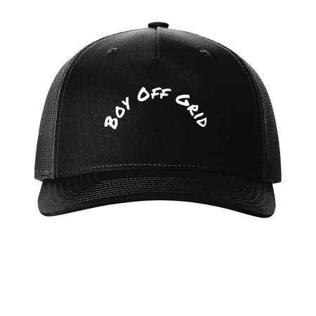 Mason Shanks, a Black Printed Five-Panel Trucker Cap