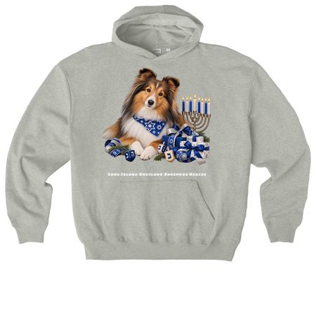 Hanakkah Sable Sheltie, a Heather Grey Stanley/Stella Cooper Dry Pullover Hoodie