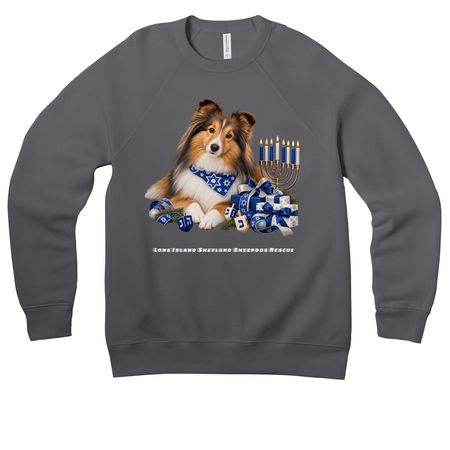 Hanakkah Sable Sheltie, a Asphalt Premium Raglan Crewneck Sweatshirt