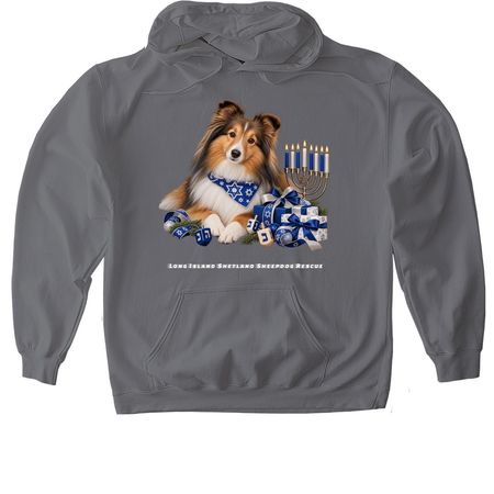 Hanakkah Sable Sheltie, a Charcoal Gildan Softstyle Pullover Hoodie