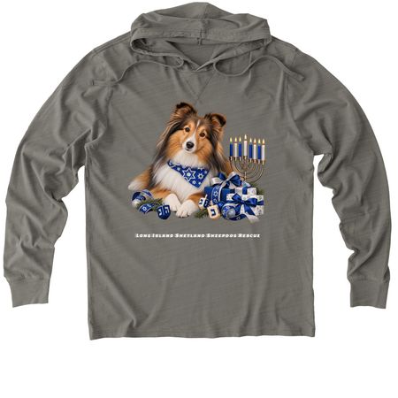 Hanakkah Sable Sheltie, a Driftwood Grey Allmade Organic Cotton Mineral Dye Hoodie Tee