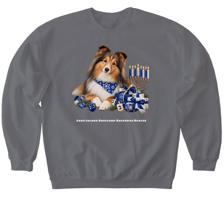 Hanakkah Sable Sheltie, a Charcoal Softstyle Crewneck Sweatshirt