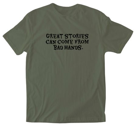 Stitching Sentences, a Military Green Softstyle Cotton Tee