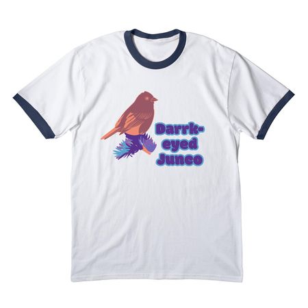 907 Birds | Dark-eyed Junco, a White/ Navy Cotton Ringer Tee