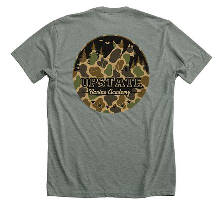 Upstate Canine Black Camo&nbsp;, a Deep Heather Premium Unisex Tee (back-view)