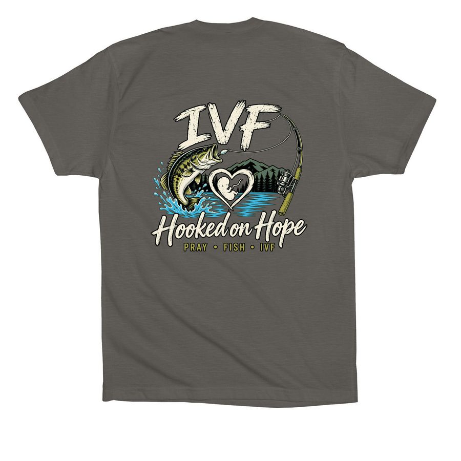 Hooked on Hope?, a Asphalt Premium Cotton Tee (back-view)