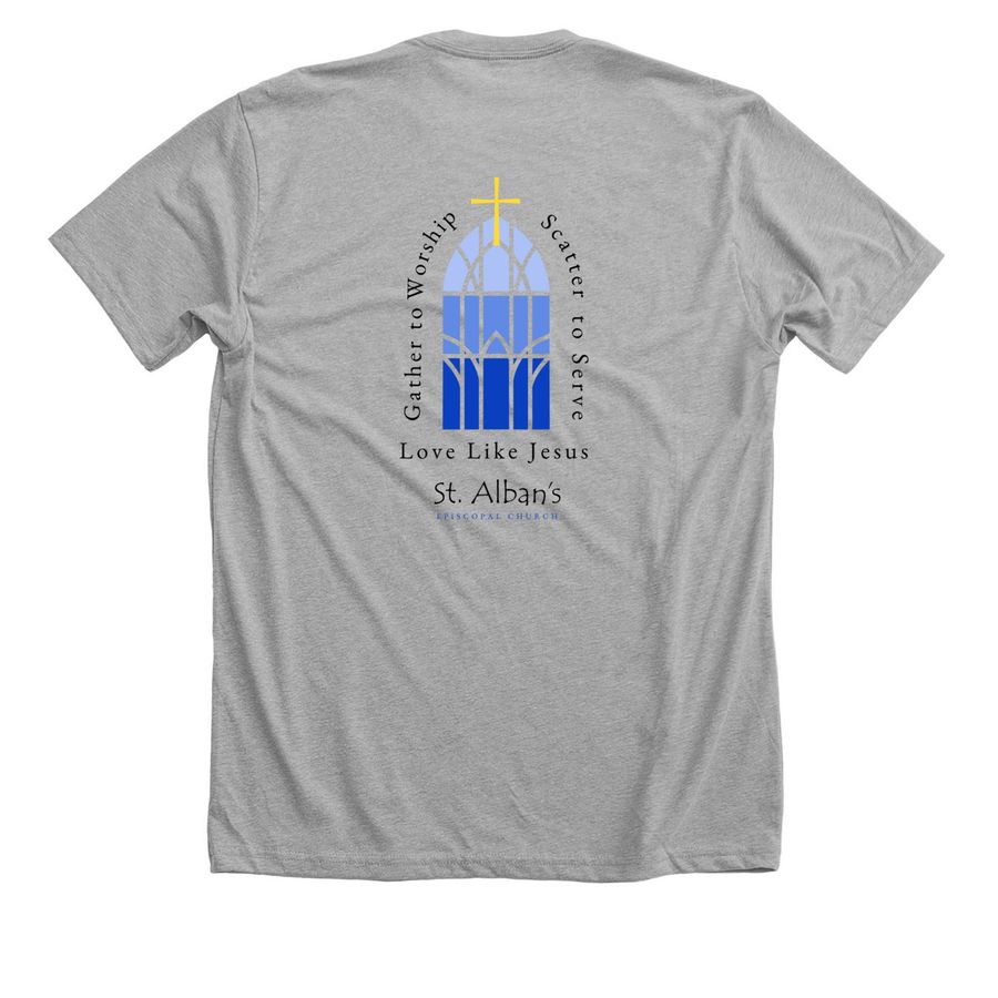 St. Alban's Swag, a Athletic Heather Premium Unisex Tee (back-view)
