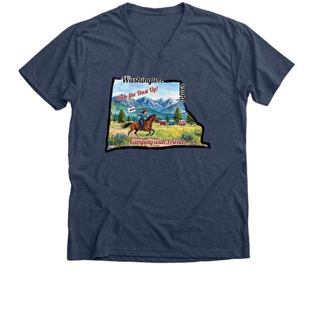 WaHo T shirts, a Heather Navy Premium V-Neck Tee