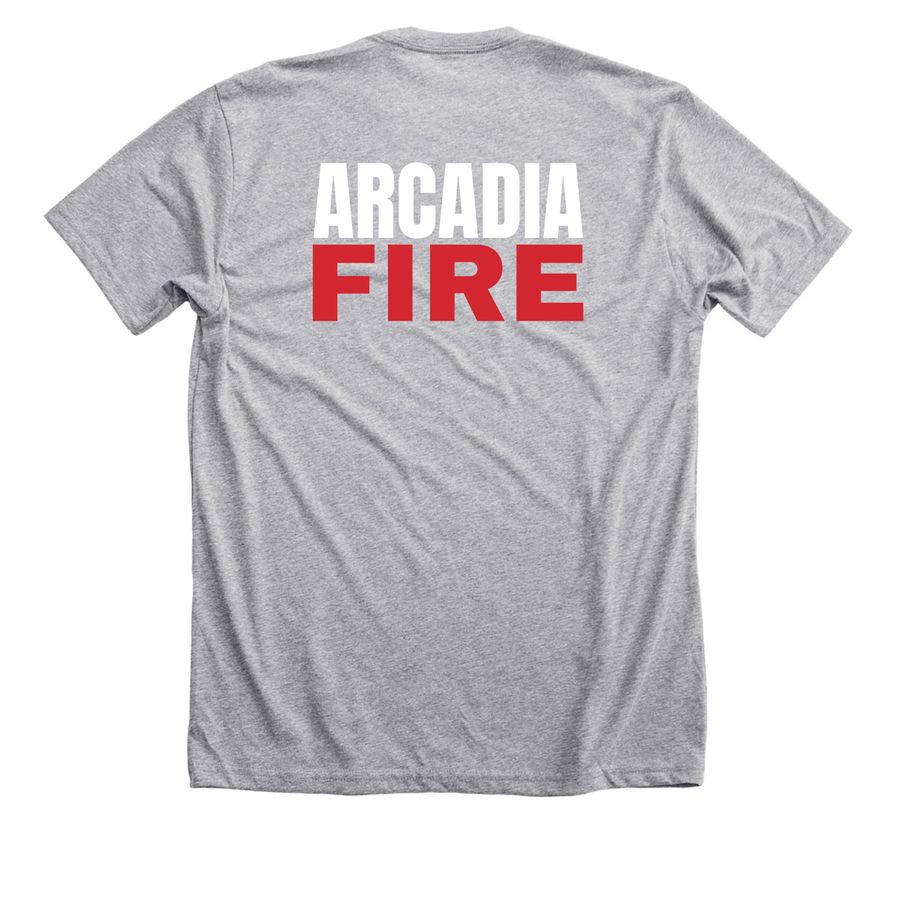 Arcadia Fire Support Shirt, a Athletic Heather Premium Unisex Tee (back-view)