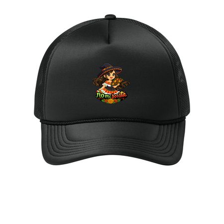 No me boosta, a Deep Black Printed Foam Trucker Hat