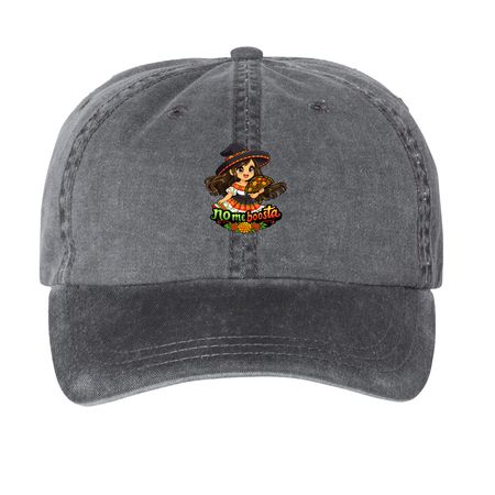 No me boosta, a Black Printed Pigment Dye Baseball Cap