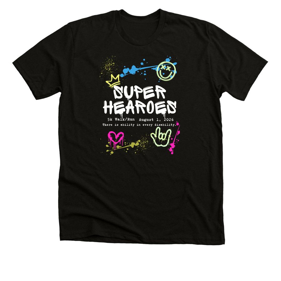 Super Hearoes 5K Walk/Run, a Black Heather Premium Unisex Tee