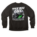 The Big One! (Double-Sided Sweatshirt), a Black Premium Heavyweight Crewneck Sweatshirt (back-view)