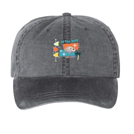 "No Tail Tony" Hats, a Black Printed Pigment Dye Baseball Cap