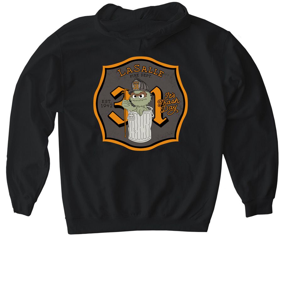 C-Shift Grouch, a Black Gildan Softstyle Pullover Hoodie (back-view)