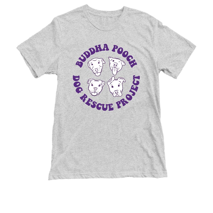 Buddha Pooch Dog Rescue Project, a Heather White Triblend Unisex Tee