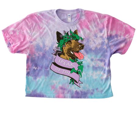 Speak of the Devil Weed Queen, a Cotton Candy Women's Tie Dye Cropped Tee