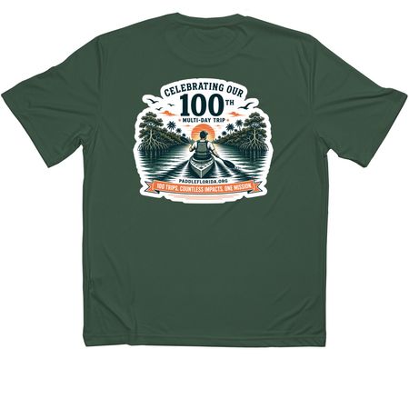 100 Trips ? Male Paddler, a Forest Green Classic Performance Tee
