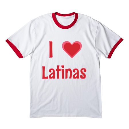 I love Latinas, a White/ Red Cotton Ringer Tee
