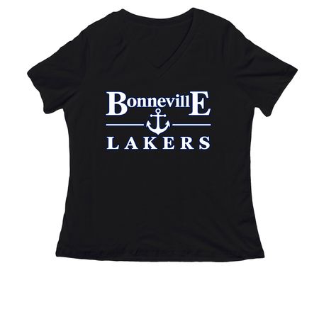 Old Skool Theme, a Black Women's Relaxed V-Neck Tee
