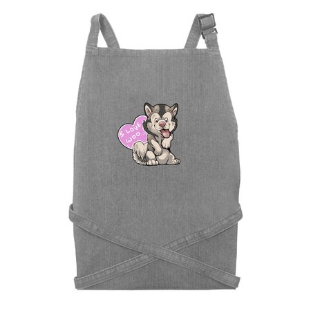 Cooking along, a Grey Denim Recycled Denim Bib Apron