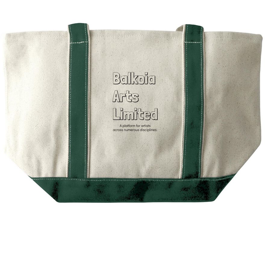 Balkoia Arts Limited - Tote Bags, a Natural/Forest Large Two-Tone Canvas Tote Bag (back-view)