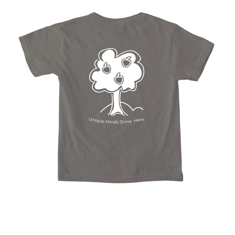 The Joshua School Youth, a Grey Comfort Colors Youth Tee (back-view)