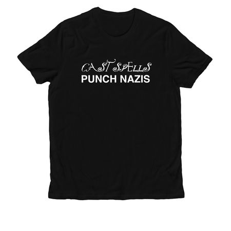Cast Spells Punch Nazis, a Deep Black Allmade Organic Cotton Unisex Tee