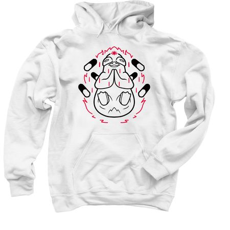 WRONG PILLS! ? (Dark Theme), a White Pullover Hoodie