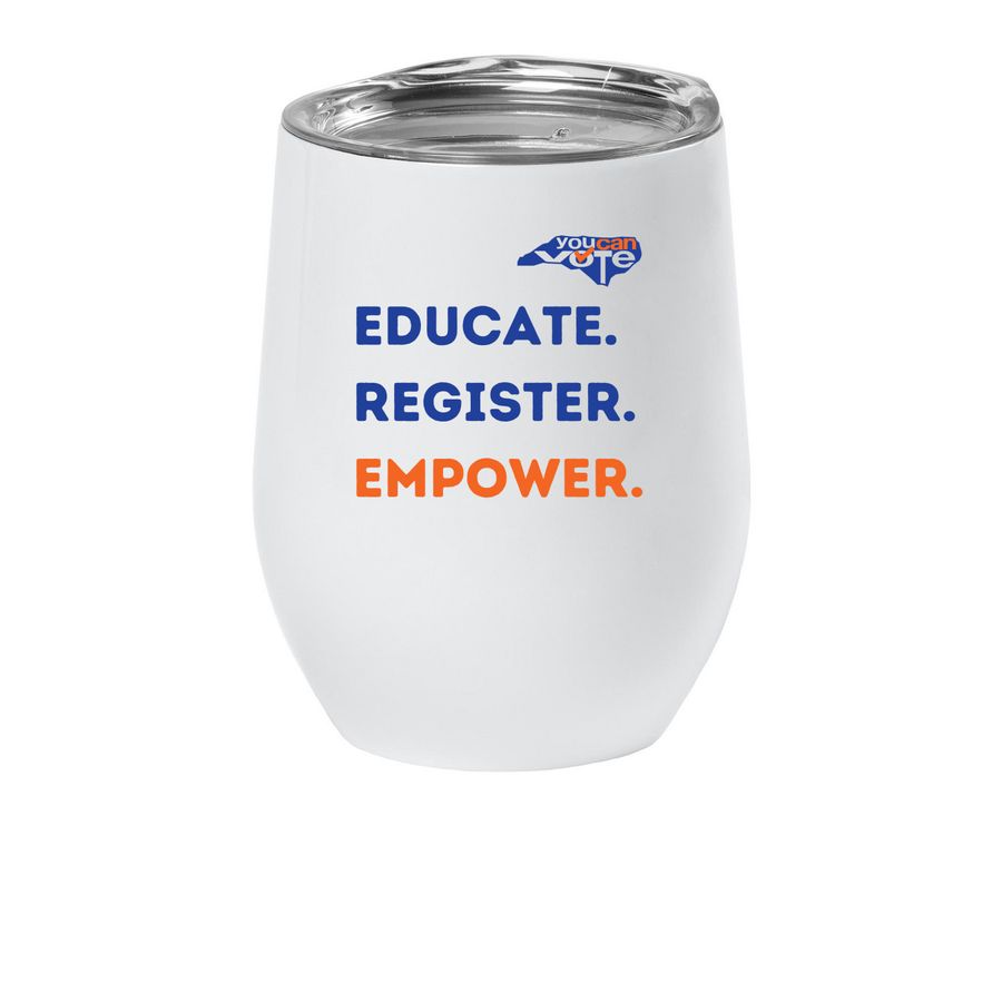 YCV Tagline Wine Tumbler, a White Insulated Wine Cup