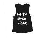 Faith Over Fear Summer Apparel&nbsp;, a Black Women's Muscle Tank (back-view)