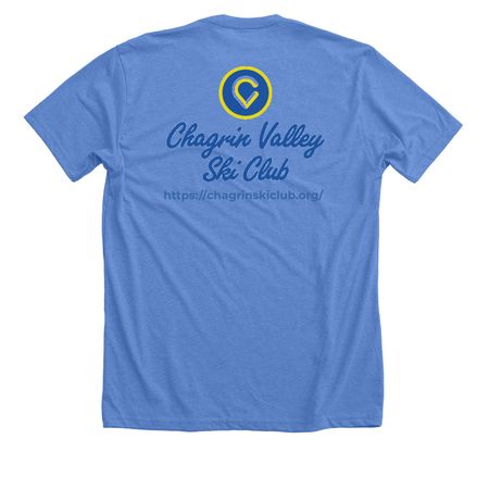 Chagrin Valley - 2026 Trip Shirt, a Heather Columbia Blue Premium Unisex Tee (back-view)