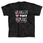 Wrangling Tiny Humans, a Black Classic Tie Dye Tee (back-view)