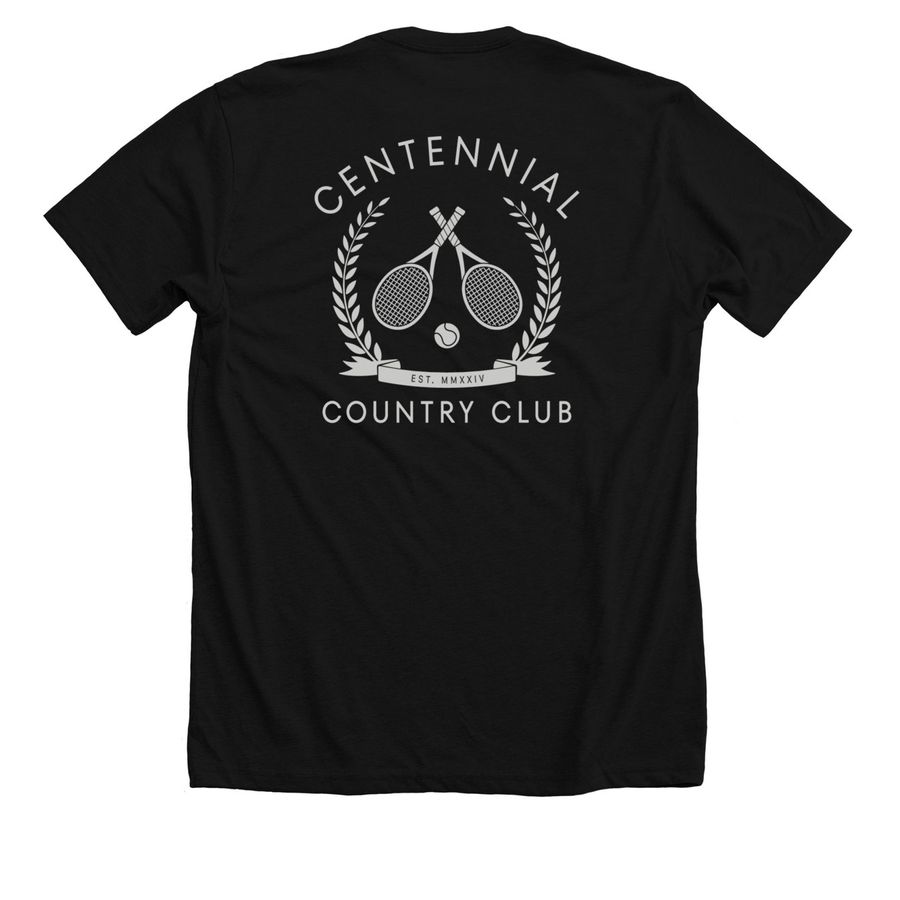 Centennial Country Club, a Solid Black Blend Premium Unisex Tee (back-view)